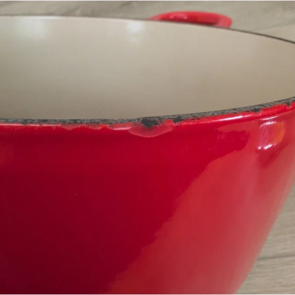 Le Creuset Doufeu Enamel Cast Iron Dutch Oven W/ Lid Red #24 4.5QT France